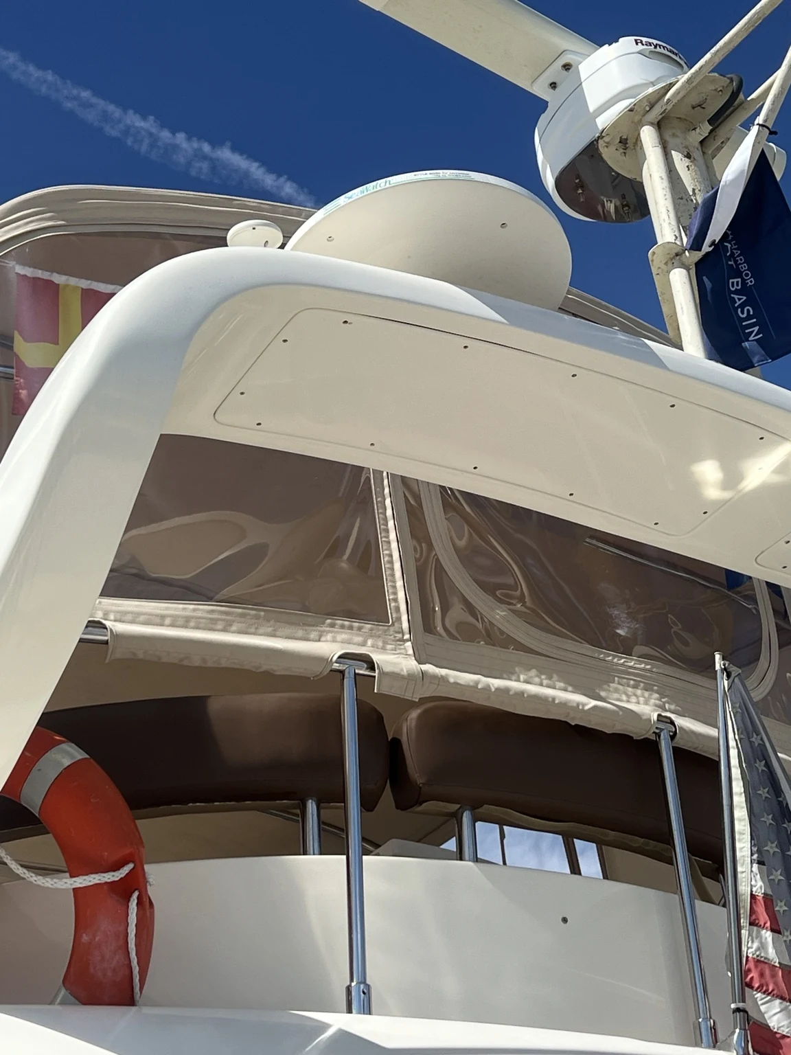 Flybridge canvas and enclosure after detailing