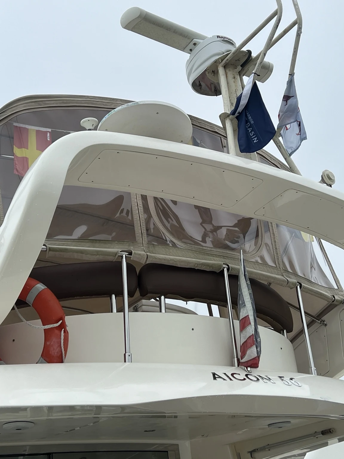 Flybridge canvas and enclosure before detailing