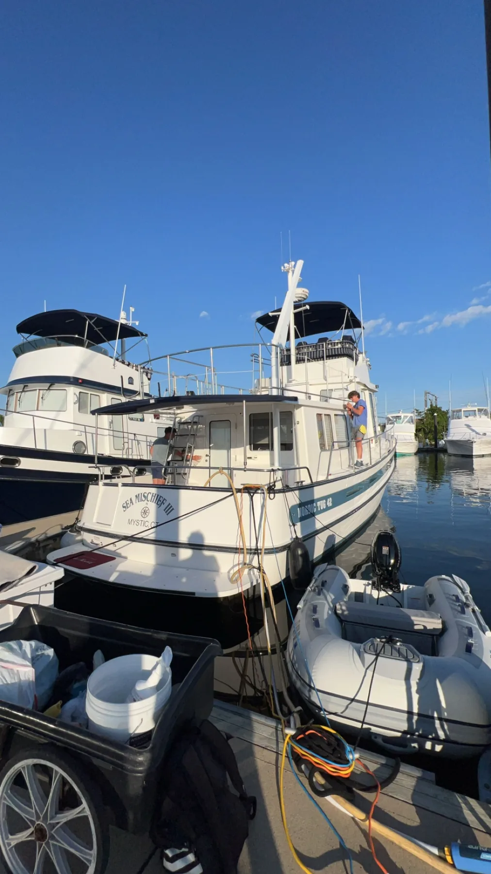 Superior Marine crew working across multiple levels of a Nordic Tug